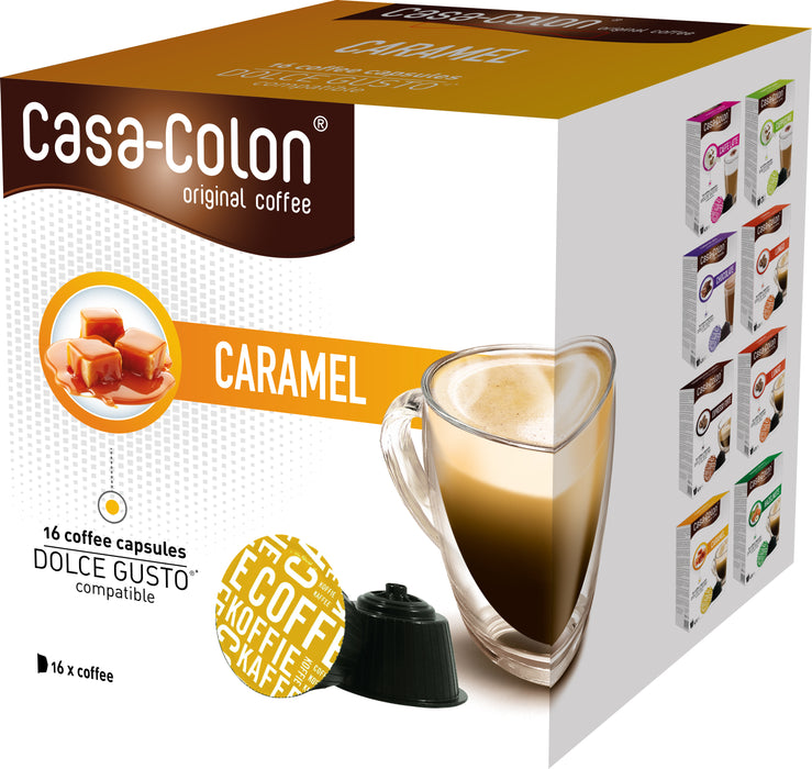 CASA COLON - DOLCE GUSTO®* COMPATIBLE COFFEE CAPSULES - CARAMEL - 16 PCS