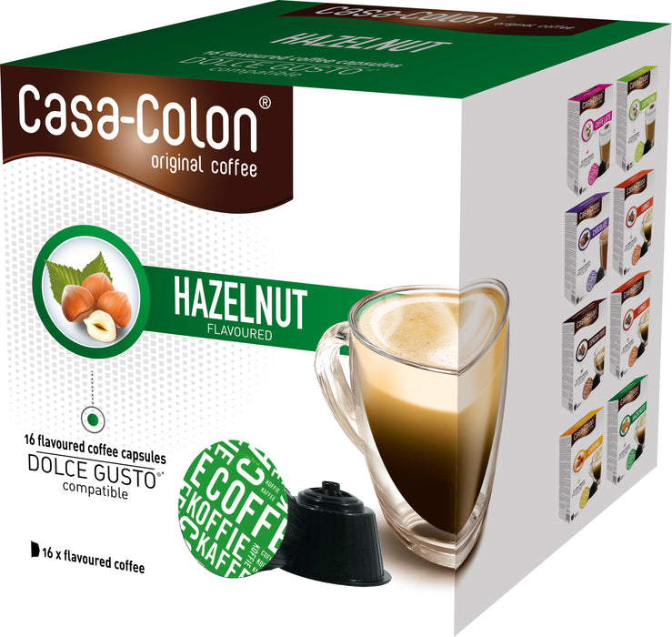 CASA COLON - DOLCE GUSTO® COMPATIBLE COFFEE CAPSULES * - HAZELNUT - 16 PCS