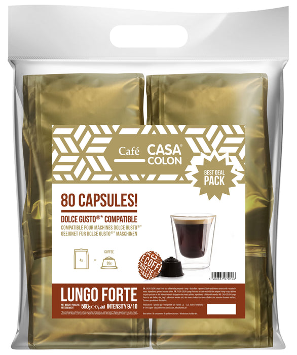CASA COLON - COFFEE CAPSULES COMPATIBLES DOLCE GUSTO® * - LUNGO FORTE - 80 PCS