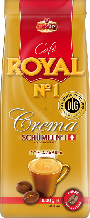 ROYAL N°1 - COFFEE BEANS - 100% ARABICA CREMA SCHÜMLI - DLG GOLD MEDAL - 1 KG